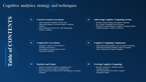 Table Of Contents Cognitive Analytics Strategy And Techniques Introduction PDF