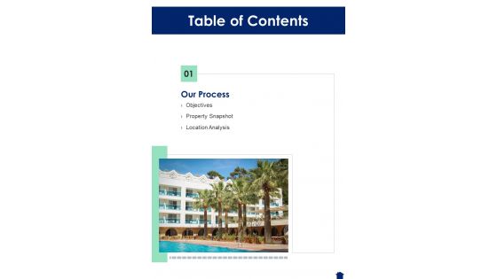 Table Of Contents Commercial Property Funding Proposal One Pager Sample Example Document Table Of Contents Commercial Property Funding Proposal One Pager Sample Example Document