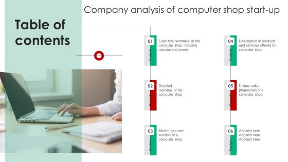 Table Of Contents Company Analysis Of Computer Shop Start Up Background PDF