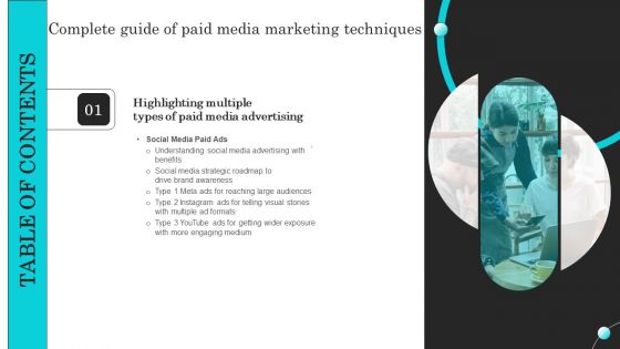 Table Of Contents Complete Guide Of Paid Media Marketing Techniques Clipart PDF