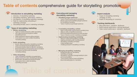 Table Of Contents Comprehensive Guide For Storytelling Promotion Infographics PDF Table Of Contents Comprehensive Guide For Storytelling Promotion Infographics PDF