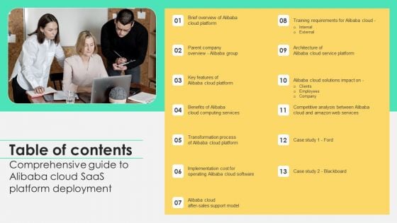 Table Of Contents Comprehensive Guide To Alibaba Cloud Saas Platform Deployment Graphics PDF