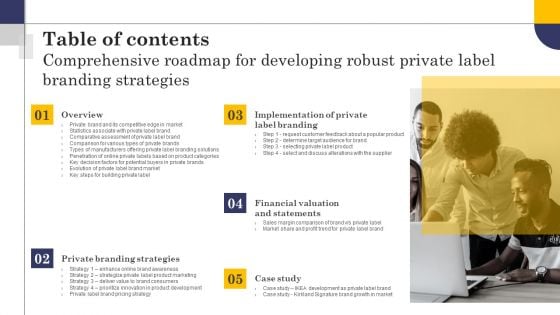 Table Of Contents Comprehensive Roadmap For Developing Robust Private Label Branding Strategies Mockup PDF