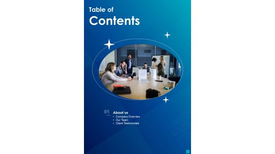 Table Of Contents Computer Technology Project Proposal One Pager Sample Example Document Table Of Contents Computer Technology Project Proposal One Pager Sample Example Document