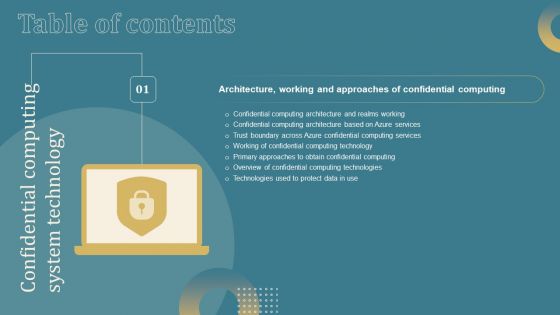 Table Of Contents Confidential Computing System Technology Ppt Inspiration Vector PDF