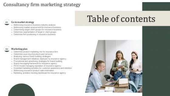 Table Of Contents Consultancy Firm Marketing Strategy Slides PDF Table Of Contents Consultancy Firm Marketing Strategy Slides PDF