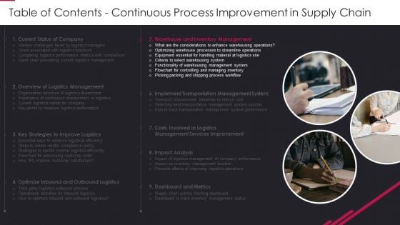 Table Of Contents Continuous Process Improvement In Supply Chain Slide6 Rules PDF