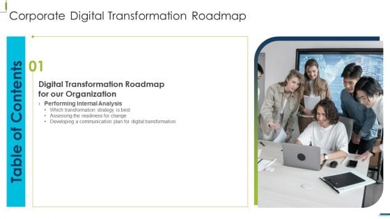 Table Of Contents Corporate Digital Transformation Roadmap Rules Pictures PDF