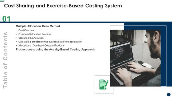 Table Of Contents Cost Sharing And Exercise Based Costing System Slide Diagrams PDF