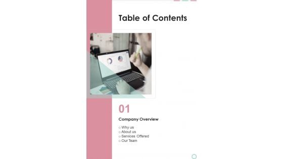 Table Of Contents Credit Risk Administration Proposal One Pager Sample Example Document Table Of Contents Credit Risk Administration Proposal One Pager Sample Example Document