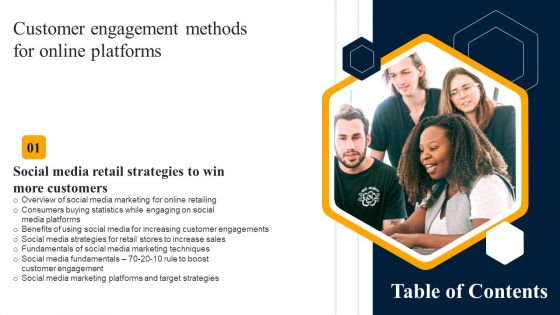 Table Of Contents Customer Engagement Methods For Online Platforms Social Slides PDF