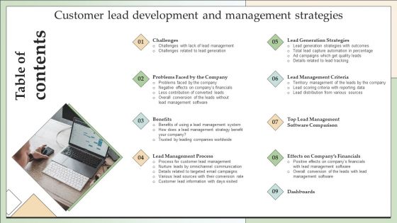 Table Of Contents Customer Lead Development And Management Strategies Professional PDF