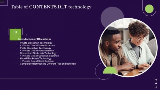 Table Of Contents DLT Technology Ppt PowerPoint Presentation Gallery Slides PDF