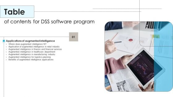 Table Of Contents DSS Software Program Ppt PowerPoint Presentation File Show PDF