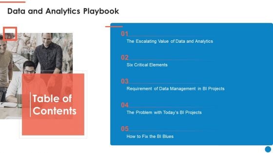 Table Of Contents Data And Analytics Playbook Ppt PowerPoint Presentation File Design Inspiration PDF