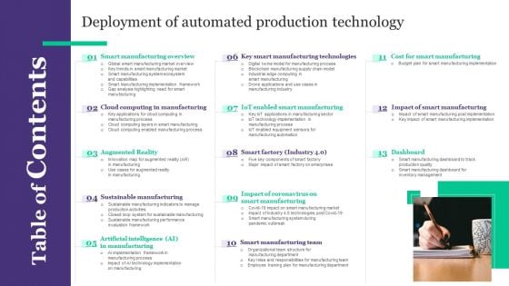 Table Of Contents Deployment Of Automated Production Technology Topics PDF