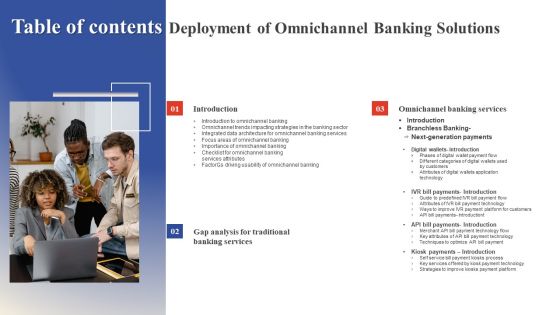 Table Of Contents Deployment Of Omnichannel Banking Solutions Microsoft PDF
