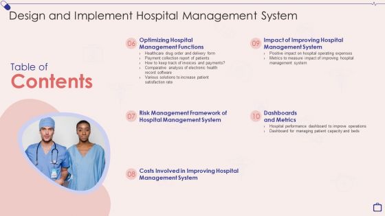 Table Of Contents Design And Implement Hospital Management System Background PDF