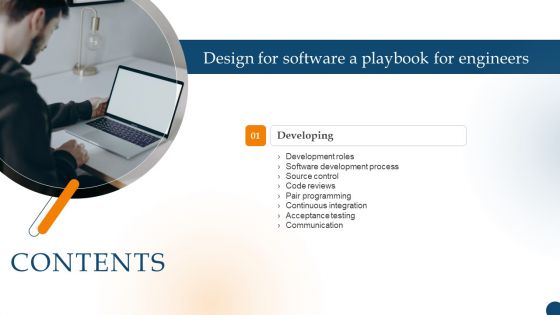 Table Of Contents Design For Software A Playbook For Engineers Slide Clipart PDF