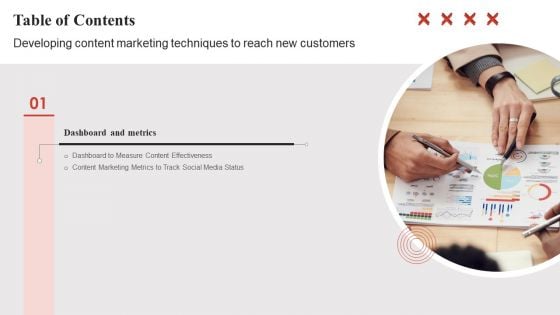 Table Of Contents Developing Content Marketing Techniques To Reach New Customers Themes PDF
