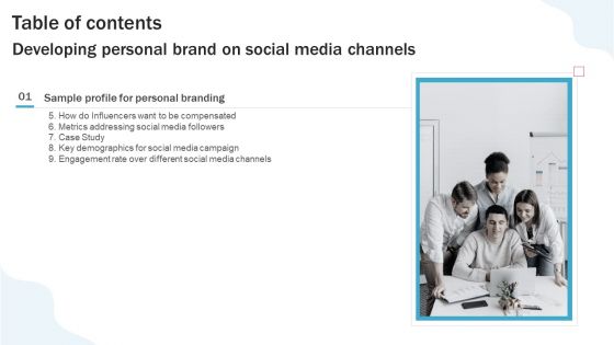 Table Of Contents Developing Personal Brand On Social Media Channels Slide Structure PDF