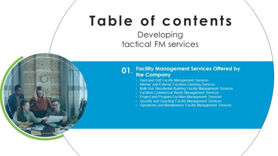 Table Of Contents Developing Tactical Fm Services Slide Demonstration PDF