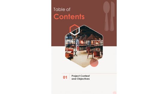 Table Of Contents Digital Cafeteria Management Proposal One Pager Sample Example Document Table Of Contents Digital Cafeteria Management Proposal One Pager Sample Example Document