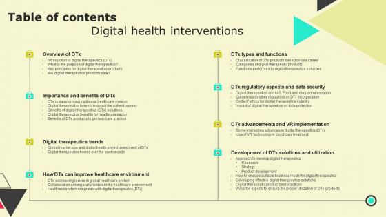 Table Of Contents Digital Health Interventions Inspiration PDF Table Of Contents Digital Health Interventions Inspiration PDF