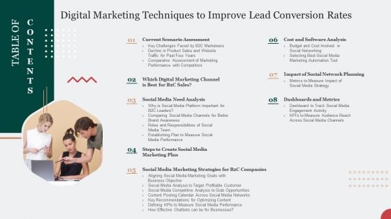 Table Of Contents Digital Marketing Techniques To Improve Lead Conversion Rates Download PDF