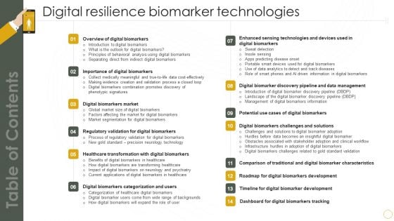 Table Of Contents Digital Resilience Biomarker Technologies Guidelines PDF