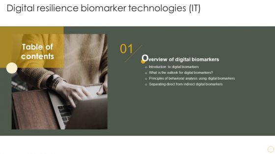 Table Of Contents Digital Resilience Biomarker Technologies IT Biomarkers Diagrams PDF