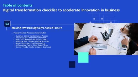 Table Of Contents Digital Transformation Checklist To Accelerate Innovation In Business Mockup PDF