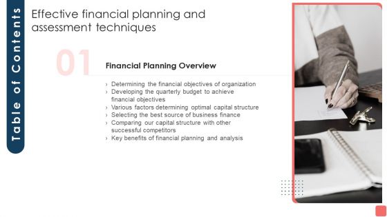 Table Of Contents Effective Financial Planning And Assessment Techniques Slide Download PDF