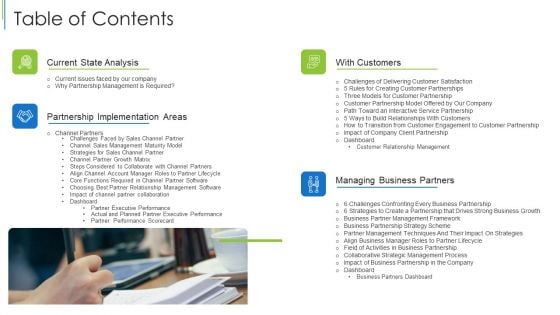 Table Of Contents Effective Partnership Administration With Clients Channel And Corporate Partners Elements PDF