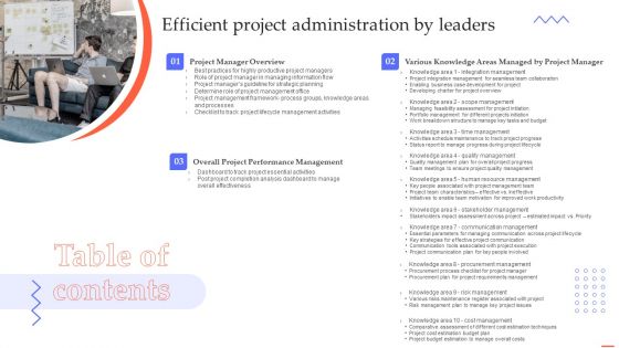 Table Of Contents Efficient Project Administration By Leaders Brochure PDF Table Of Contents Efficient Project Administration By Leaders Brochure PDF