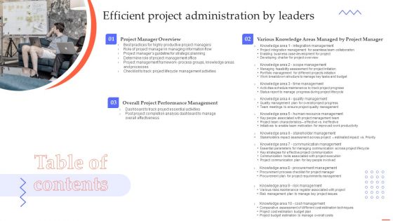 Table Of Contents Efficient Project Administration By Leaders Brochure PDF