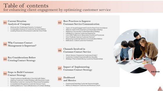 Table Of Contents Enhancing Client Engagement By Optimizing Customer Service Microsoft PDF