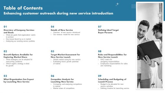 Table Of Contents Enhancing Customer Outreach During New Service Introduction Formats PDF