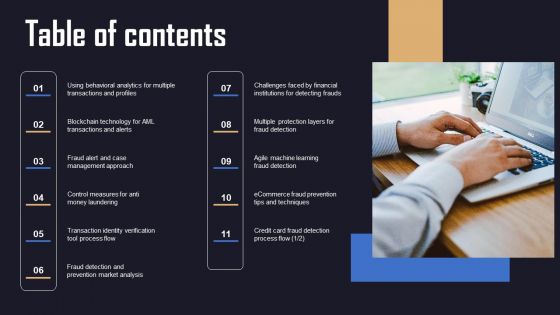 Table Of Contents Ensuring Organizational Safety Using AML Transaction Template PDF Table Of Contents Ensuring Organizational Safety Using AML Transaction Template PDF