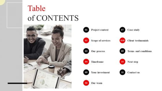 Table Of Contents Enterprise Brand Development Proposal Rules PDF