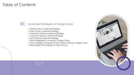 Table Of Contents Evaluating Hedge Funds For Greater ROI Ppt PowerPoint Presentation File Visual Aids PDF