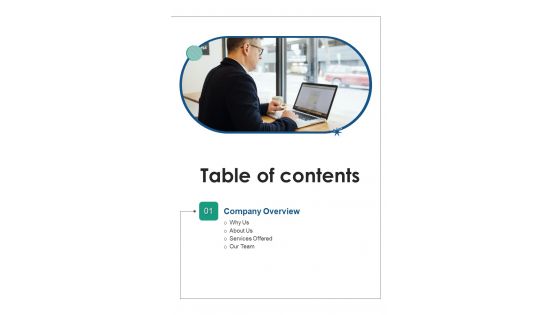 Table Of Contents Exclusive Investigation Services Proposal One Pager Sample Example Document Table Of Contents Exclusive Investigation Services Proposal One Pager Sample Example Document