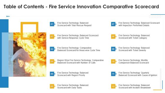 Table Of Contents Fire Service Innovation Comparative Scorecard Information PDF