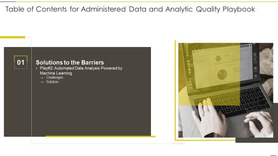 Table Of Contents For Administered Data And Analytic Quality Playbook Themes PDF