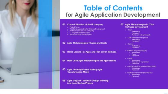 Table Of Contents For Agile Application Development Structure PDF