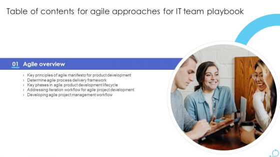 Table Of Contents For Agile Approaches For IT Team Playbook Key Microsoft PDF