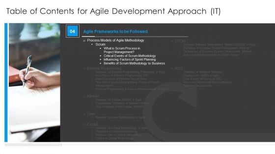 Table Of Contents For Agile Development Approach IT Background PDF