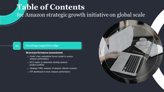 Table Of Contents For Amazon Strategic Growth Initiative On Global Scale Securing Elements PDF Table Of Contents For Amazon Strategic Growth Initiative On Global Scale Securing Elements PDF