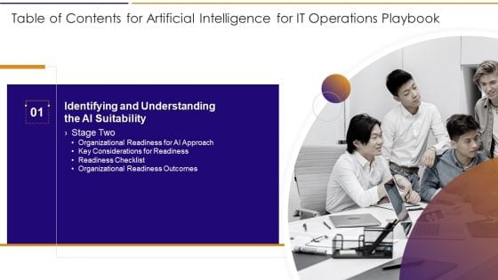 Table Of Contents For Artificial Intelligence For IT Operations Playbook Slide Introduction PDF