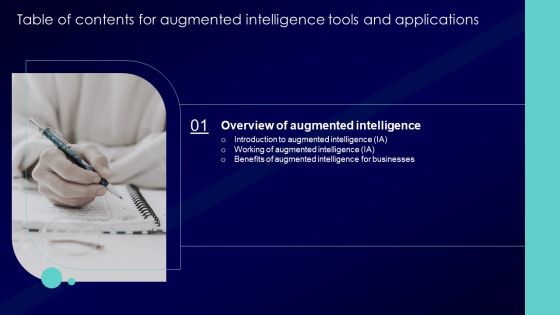 Table Of Contents For Augmented Intelligence Tools And Applications Benefits Professional PDF